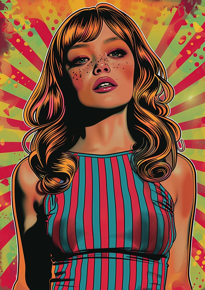 Vibrant Retro Pop Art Portrait premium reproduction