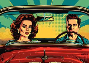 Dynamic Pop Art Portrait- Driving in Style wall art