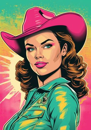 Vibrant Cowgirl in Pop Art Style wall art