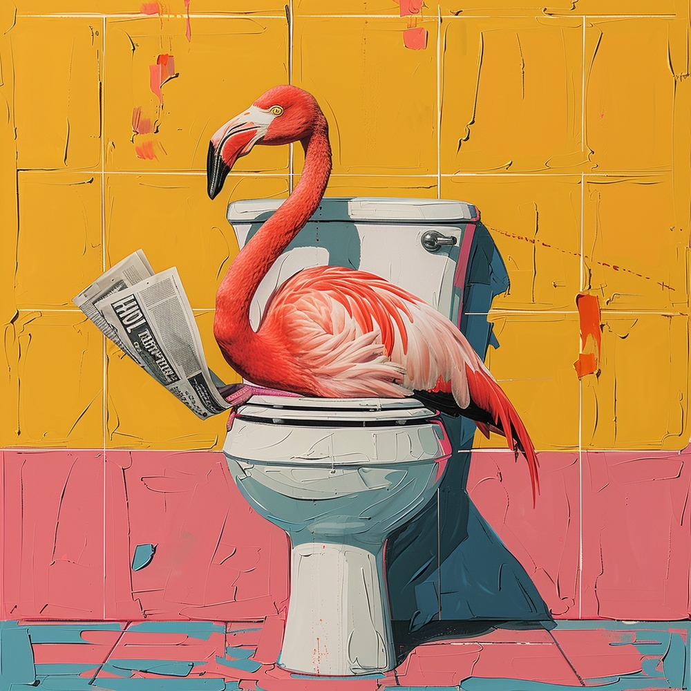 Flamingo's Daily Ritual: A Pop Art Tribute premium reproduction