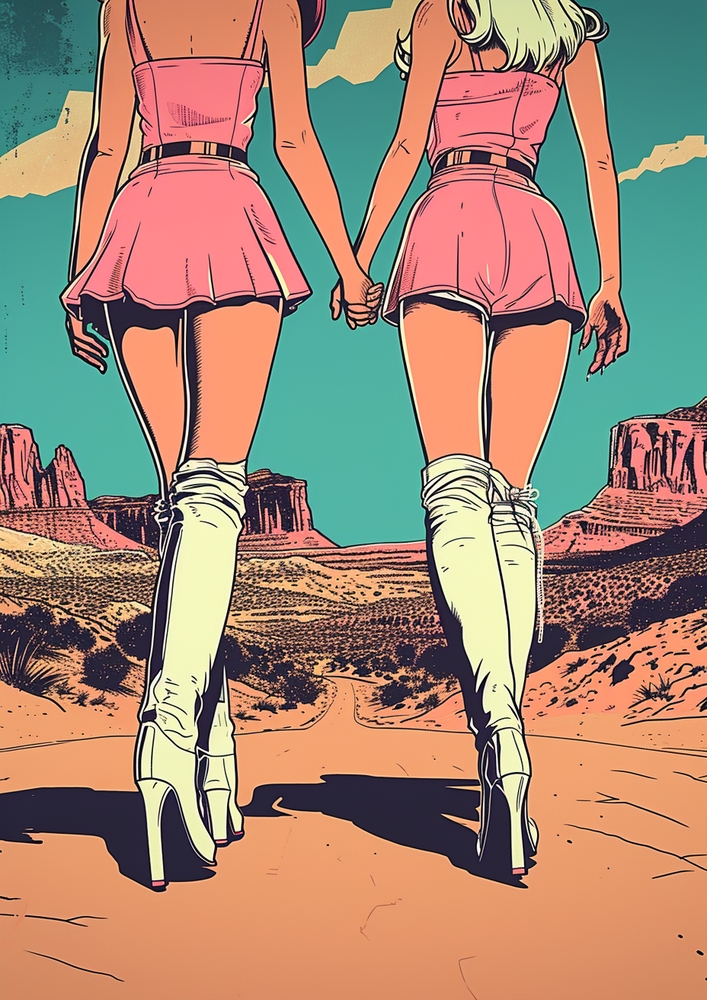 Pop Art Friendship in the Desert premium reproduction