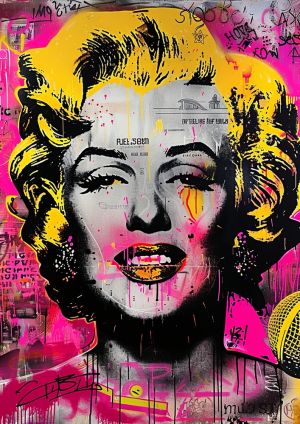 Vibrant Pop Art Portrait in Neon Hues wall art