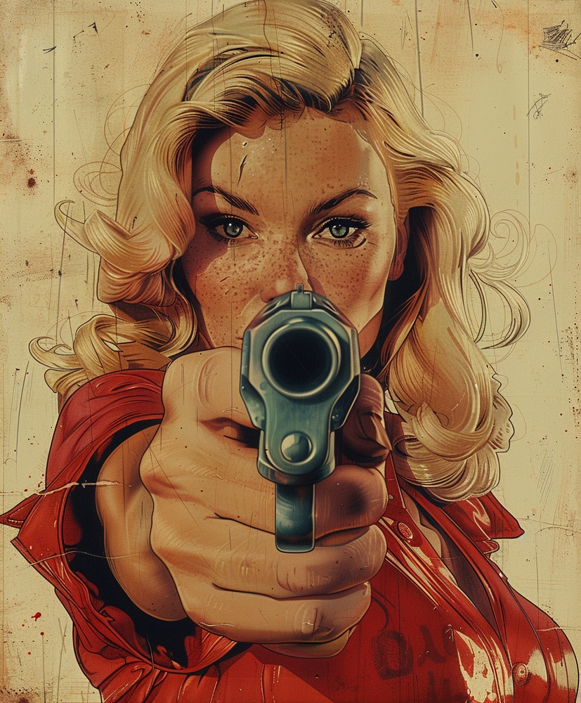 Dynamic Femme Fatale: A Pop Art Exploration premium reproduction