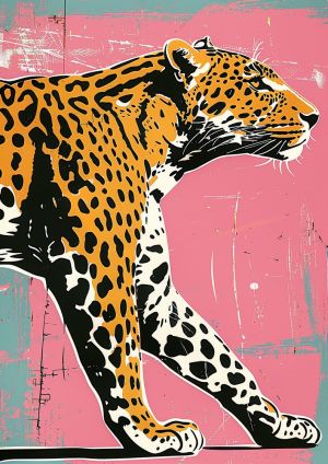 Vibrant Leopard in Pop Art Style wall art