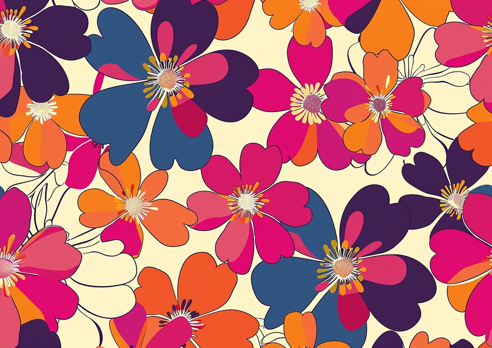 Vibrant Floral Pop Art Extravaganza premium reproduction
