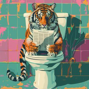 Whimsical Tiger in Retro Space wall art