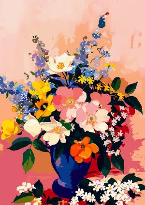 Vibrant Floral Pop Art Composition wall art