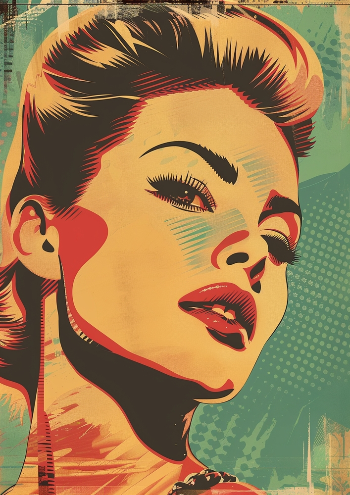 Vibrant Pop Art Portrait: Celebrating Iconic Style premium reproduction