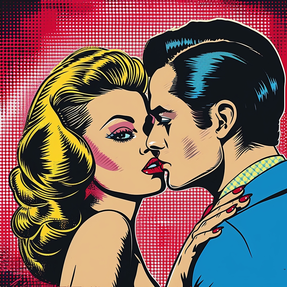 Dramatic Pop Art Romance premium reproduction