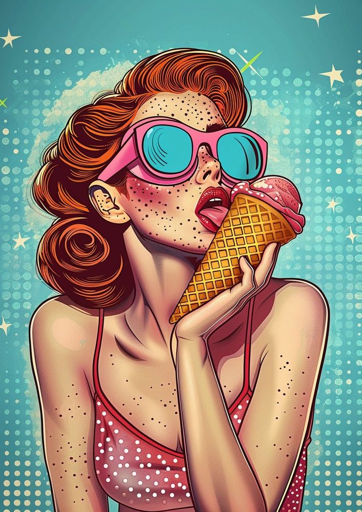 Vibrant Summer Delight - Pop Art Illustration premium reproduction