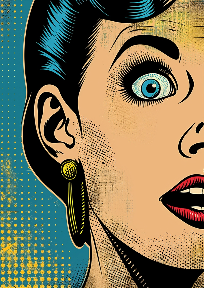 Dynamic Vintage Pop Art Portrait premium reproduction