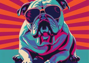 Pop Art Bulldog with Sunglasses wall art