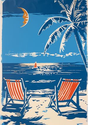 Vibrant Beachscape in Pop Art Style wall art