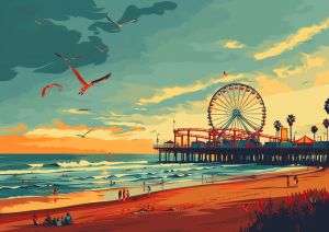 Vibrant Coastal Carnival - Pop Art Landscape wall art