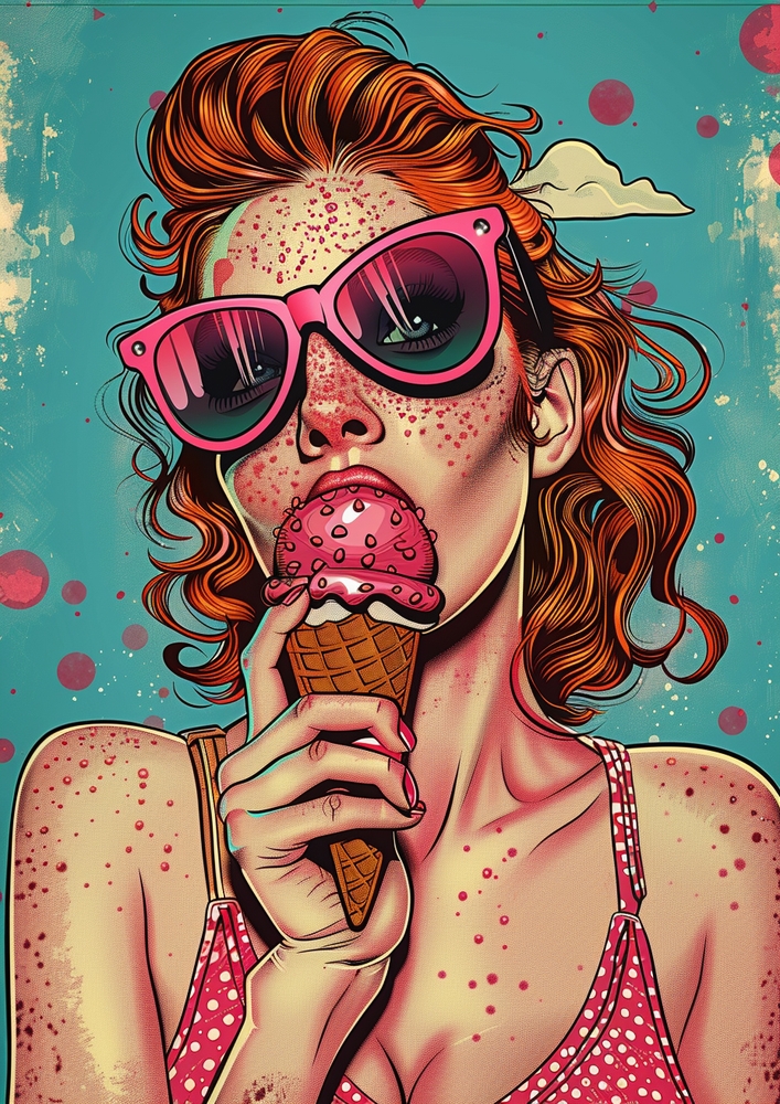 Vibrant Whimsy: Pop Art Ice Cream Delight premium reproduction