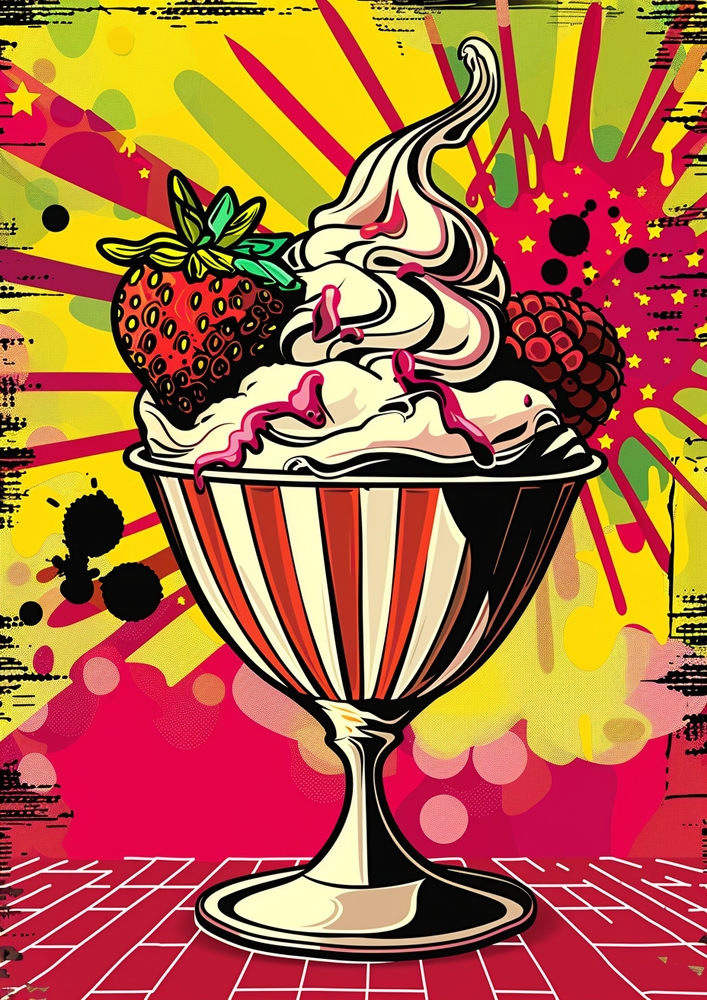 Pop Art Delight with Ice Cream Sundae premium reproduction