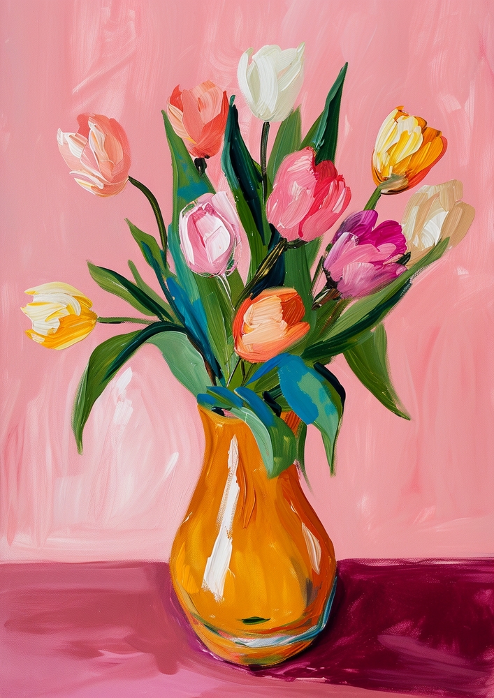 Vibrant Tulips in Bold Colors premium reproduction