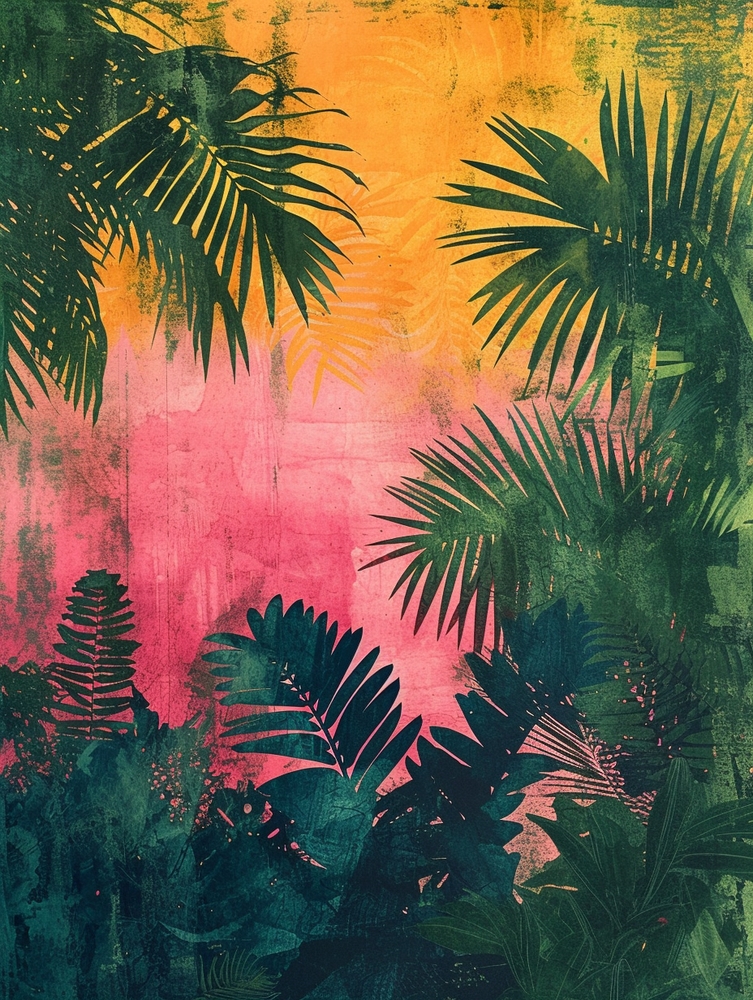 Tropical Sunset in Pop Art Style premium reproduction