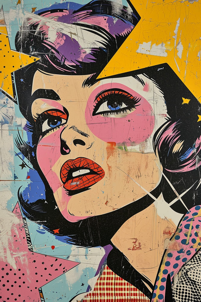 Vibrant Femme: Pop Art Portrait premium reproduction