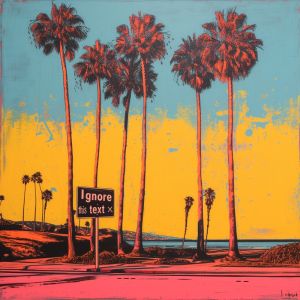 Vibrant Palms and Playful Text in Pop Art wall art