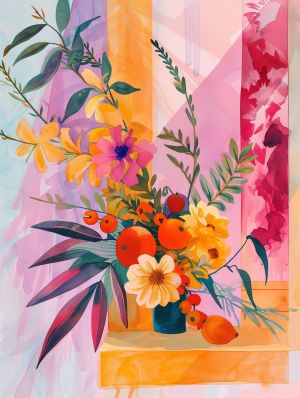 Vibrant Floral Pop Art Fusion wall art