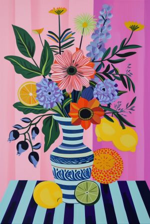 Vibrant Floral Pop Art Composition wall art