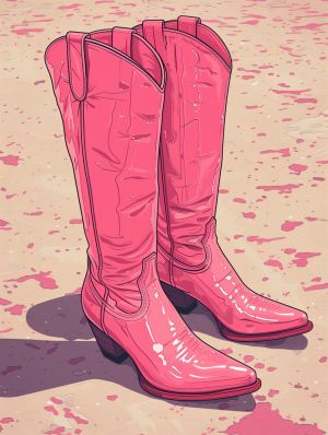 Retro Pink Cowboy Boots: Pop Art Style wall art