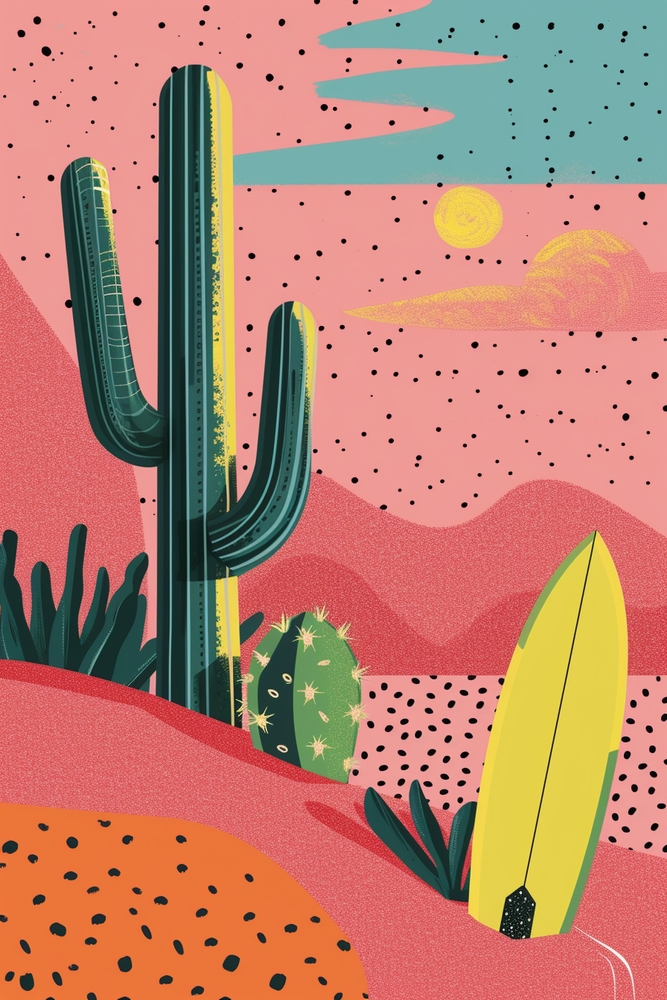 Vibrant Desert Dreams: A Pop Art Perspective premium reproduction