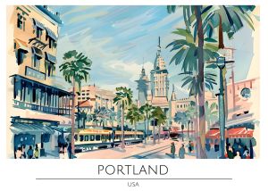 Portland Cityscape Vibes wall art