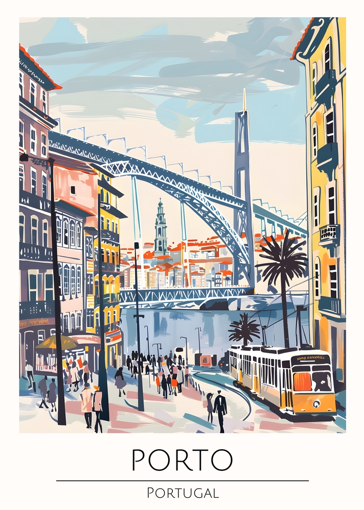 Vibrant Cityscape of Porto, Portugal premium reproduction