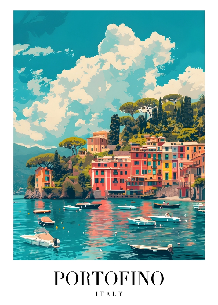 Portofino Harbor: A Vibrant Coastal Escape premium reproduction