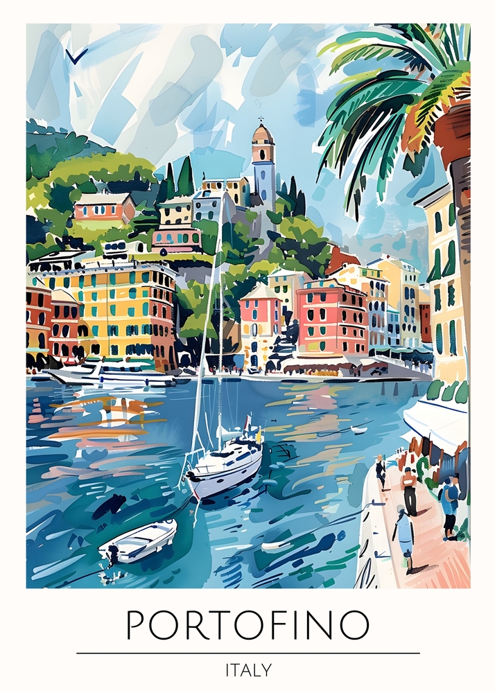 Picturesque Portofino: A Captivating Coastal Scene premium reproduction