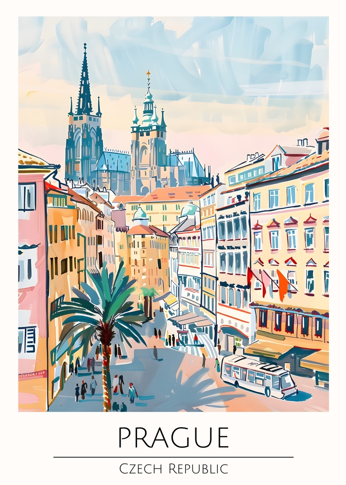 Vibrant Streets of Prague: A Czech Republic Journey premium reproduction