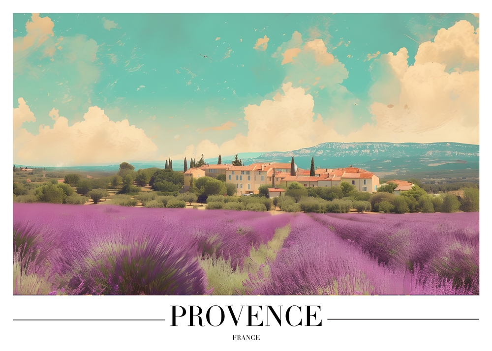 Lavender Fields of Provence: A Scenic Masterpiece premium reproduction