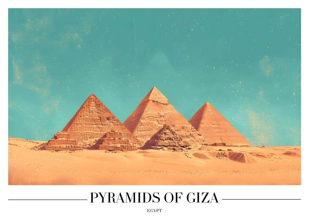Majestic Pyramids of Giza: A Celestial View premium reproduction