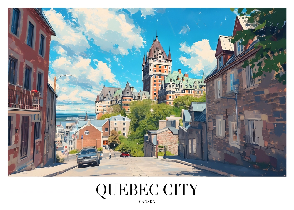 Enchanting Quebec City: A Picturesque View premium reproduction
