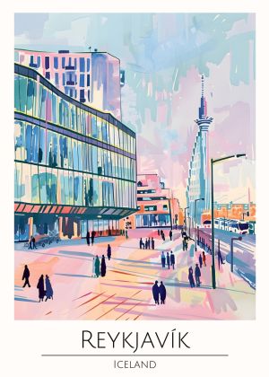 Captivating Urban Landscape of Reykjavik wall art