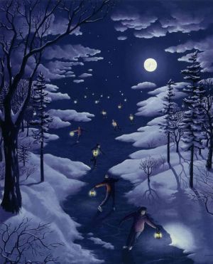 Rob Gonsalves: Skating In The Clouds wall art