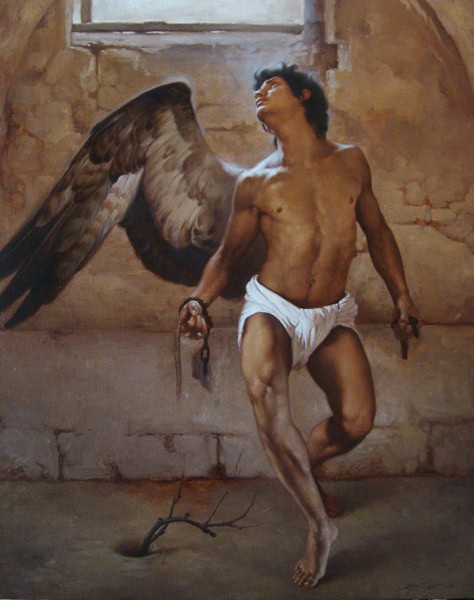 Roberto Ferri's 'Angelo Prigione' - Angel In Prison premium reproduction printed or painted