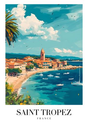 Captivating Coastal Charm of Saint Tropez – A Scenic View wall art
