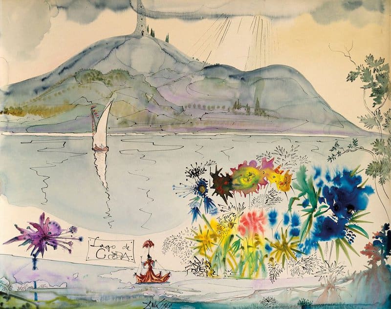 Salvador Dali's Lago De Garda, 1949 premium reproduction