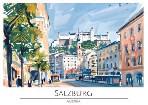Scenic Street View of Salzburg, Austria wall art