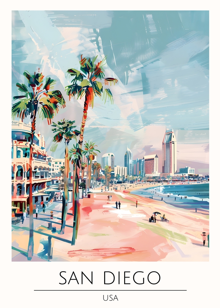 Vibrant Bayside of San Diego premium reproduction
