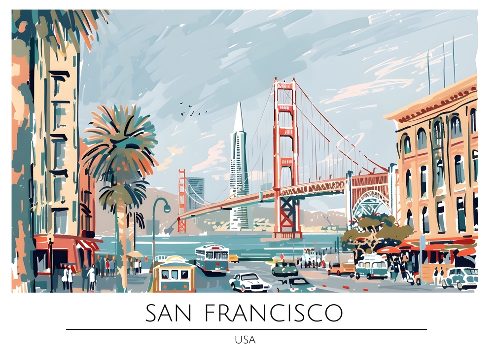 Cityscape Artwork of San Francisco premium reproduction
