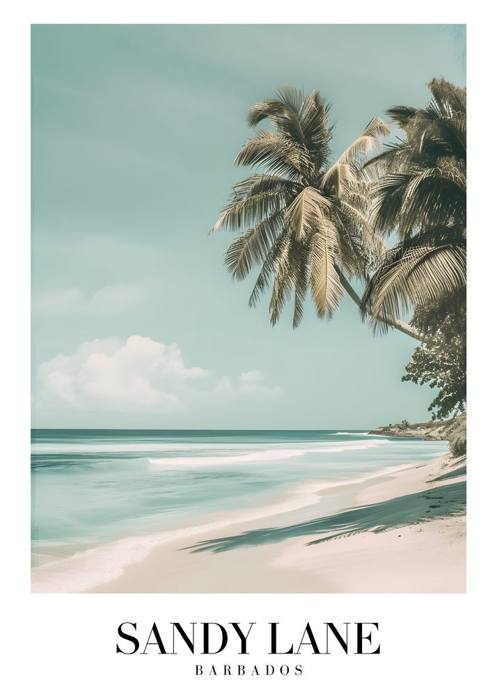 Tranquil Beachscape in Barbados premium reproduction