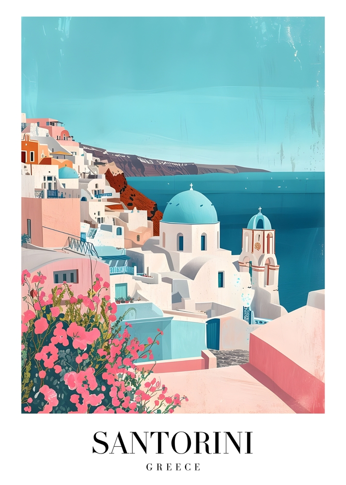 Captivating Views of Santorini, Greece premium reproduction