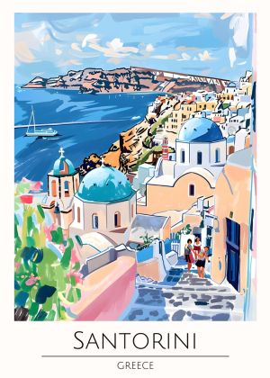 Vibrant Scenes of Santorini wall art