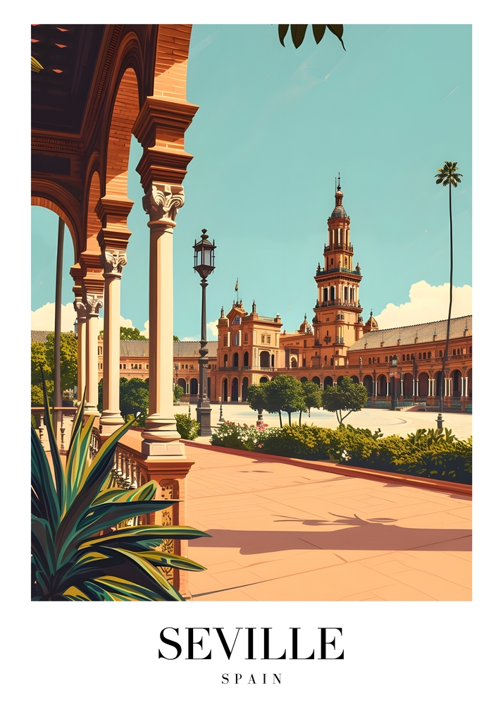 Seville's Plaza de España: Architectural Beauty premium reproduction