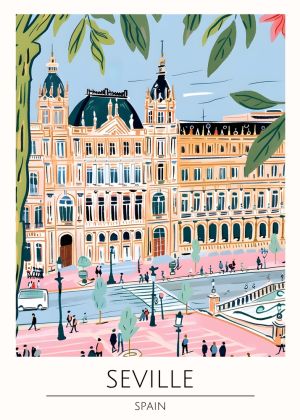 Vibrant Cityscape of Seville wall art
