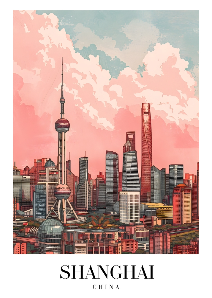 Captivating Skyline of Shanghai, China premium reproduction